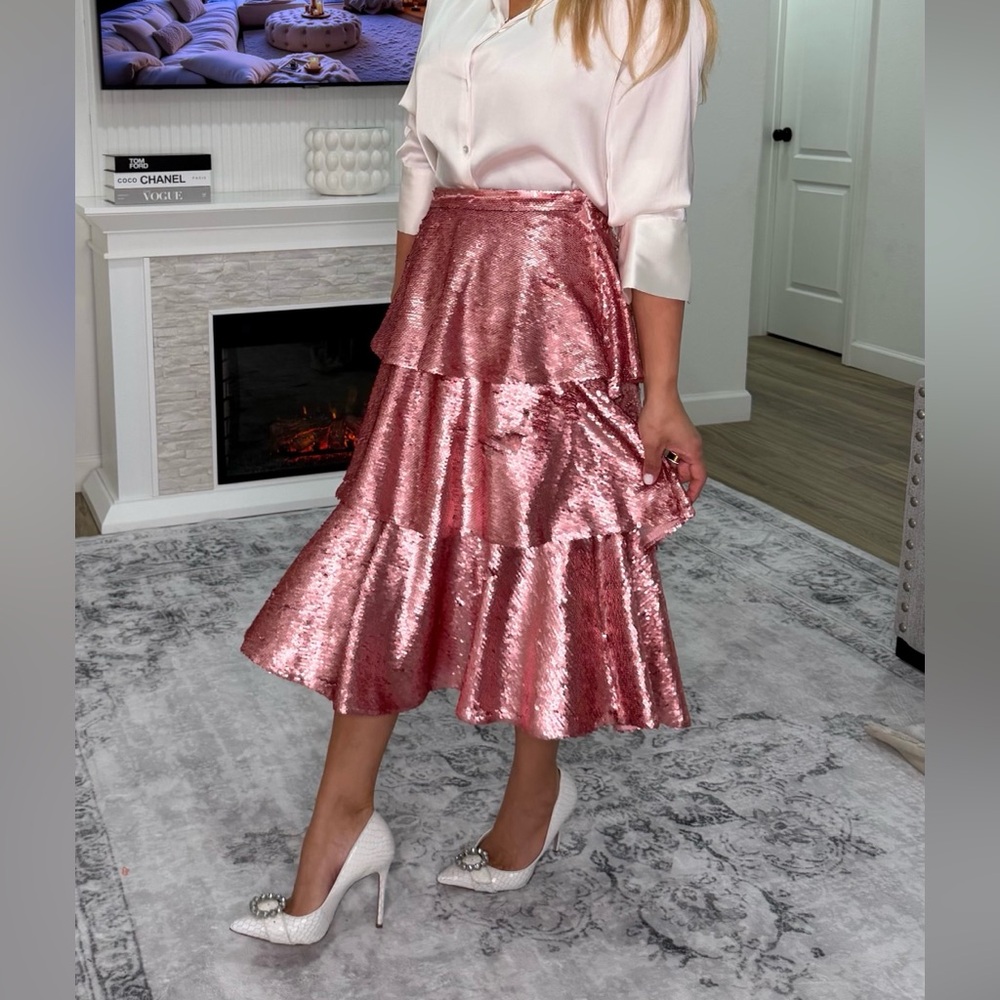 Rachel Parcell Pink Sequin Tiered Midi - Picture 16 of 17